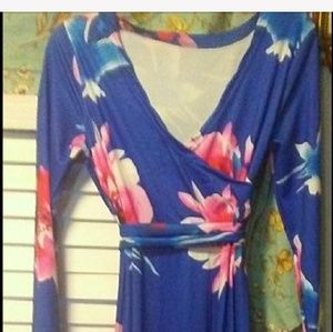 Very long soft floral dress
